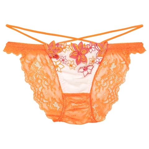 8/6新作!【Reinest】ラグジュアリー クレマチスバック透け選べるショーツ[おそろいショーツ](オレンジ/フルバック-M)