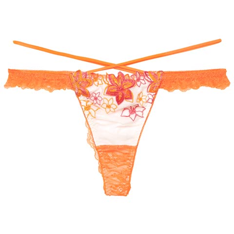 8/6新作!【Reinest】ラグジュアリー クレマチスバック透け選べるショーツ[おそろいショーツ](オレンジ/Tバック-M)