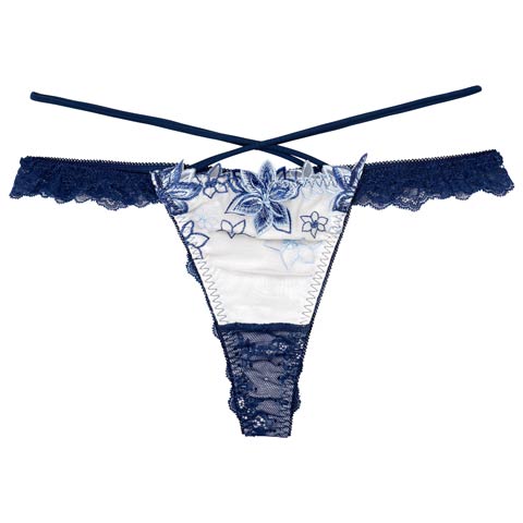 8/6新作!【Reinest】ラグジュアリー クレマチスバック透け選べるショーツ[おそろいショーツ](ネイビー/Tバック-M)