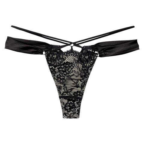 10/8新作!【Reinest】グラマラスサテンコードバック透け選べるショーツ[おそろいショーツ](ブラック/Tバック-M)