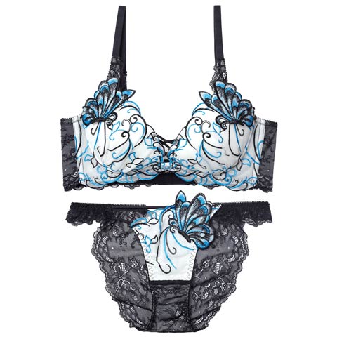 11/26新作!【Reinest】【永尾まりや着用】アラベスクパピヨンレース育乳★魔法のブラジャー&バック透けフルバックショーツ[推し](ブラック-A65/ショーツM)