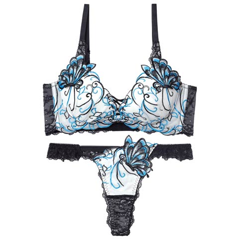 11/26新作!【Tバック】【Reinest】【永尾まりや着用】アラベスクパピヨンレース育乳脇高★魔法のブラジャー&バック透けTバックショーツ[推し](ブラック-A65/ショーツM)