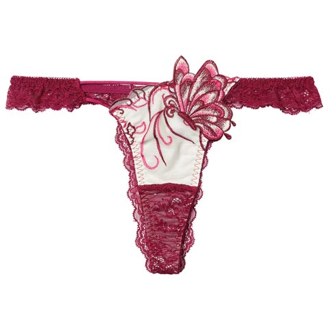 11/26新作!【Reinest】アラベスクパピヨンレースバック透け選べるショーツ[おそろいショーツ](ワイン/Tバック-M)