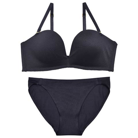 12/24新作!【ノンワイヤー】DIVA BRA series Seamless /シームレス育乳脇高ブラ＆フルバックショーツ[推し][人気](ブラック-A65/ショーツM)