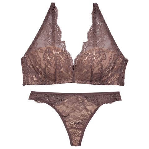 12/24新作!【ノンワイヤー】【Tバック】DIVA BRA series 24h Souffle /24h スフレブラ＆バック透けTバックショーツ[推し][人気](ブラウン-A65/ショーツM)