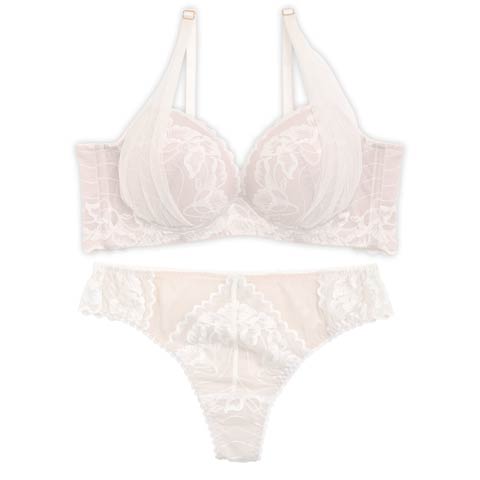 【Re；by Reinest】ZERO BRA SERIESホールドアップブラジャー&バック透けTバックショーツ[推し](アイボリー-A65/ショーツL)