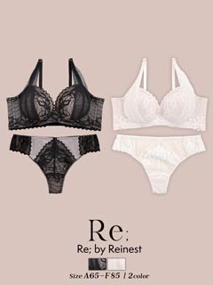 【Re；by Reinest】ZERO BRA SERIES ヌーディーレースホールドアップブラジャー&バック透けTバックショーツ[推し]