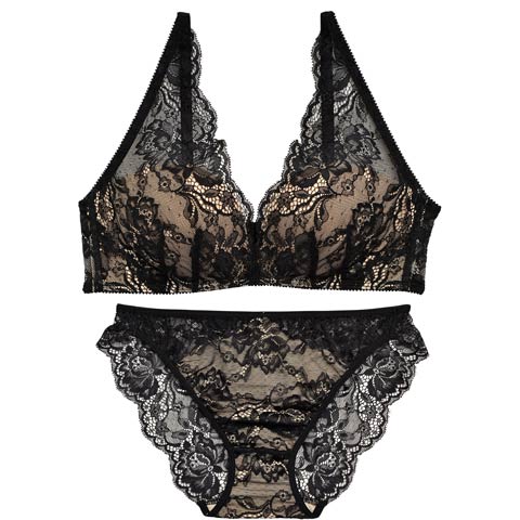 【Re；by Reinest】【A-Fサイズ】DIVA BRA series 24h Souffle /24h スフレブラジャー＆バック透けフルバックショーツ[推し][人気](ブラック-A65/ショーツL)