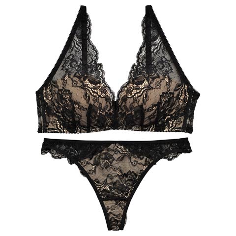 【Re；by Reinest】【A-Fサイズ】DIVA BRA series 24h Souffle /24h スフレブラジャー＆バック透けTバックショーツ[推し][人気](ブラック-A65/ショーツL)