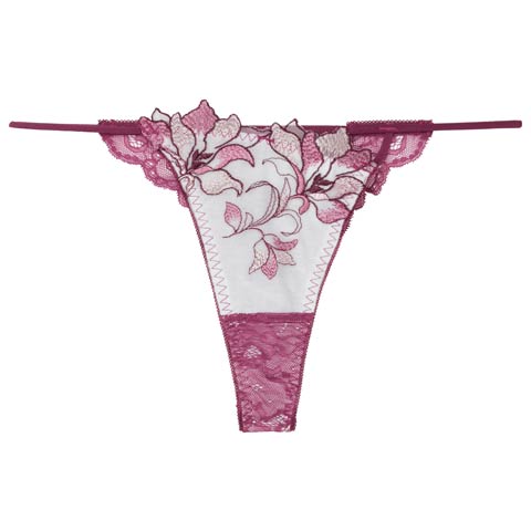 【Reinest】トワイライトリリーレースバック透け選べるショーツ[おそろいショーツ](ワイン/Tバック-M)