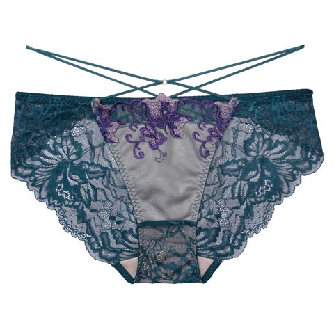 8/1新作!【Reinest】シックブロッサムコードバック透け選べるショーツ[おそろいショーツ](ブルー/フルバック-M)