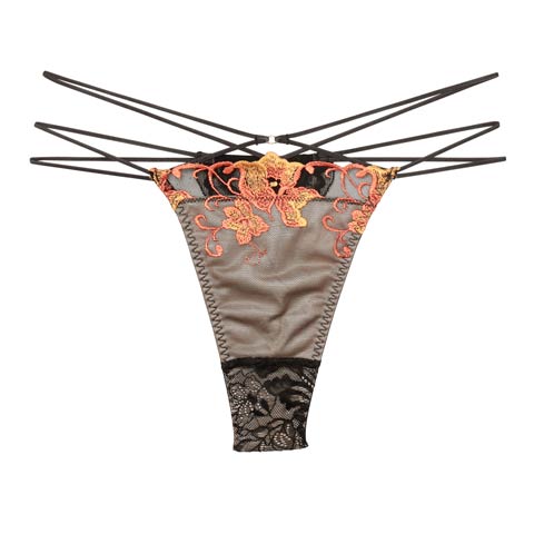 8/1新作!【Reinest】シックブロッサムコードバック透け選べるショーツ[おそろいショーツ](ブラック/Ｔバック-M)