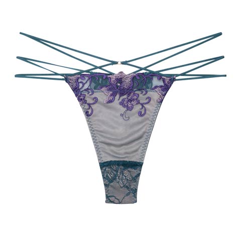 8/1新作!【Reinest】シックブロッサムコードバック透け選べるショーツ[おそろいショーツ](ブルー/Ｔバック-M)