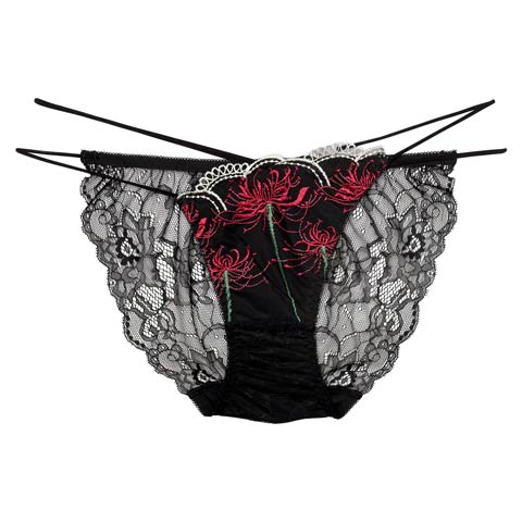 9/17新作!【Reinest】スパイダーリリーレースバック透け選べるショーツ[おそろいショーツ](ブラック/フルバック-M)