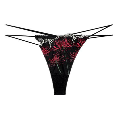 9/17新作!【Reinest】スパイダーリリーレースバック透け選べるショーツ[おそろいショーツ](ブラック/Ｔバック-M)