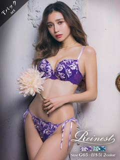 4/20再販!【Reinest】【GHサイズ】トワイライトペタルブラジャー&サイド紐バック透けTバックショーツ