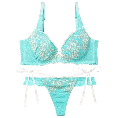 【Tバック】【Reinest】【永尾まりや着用】【GHサイズ】トゥインクルレディローズ育乳★魔法のブラジャー&バック透けTバックショーツ[推し](ミント-G65/ショーツM)