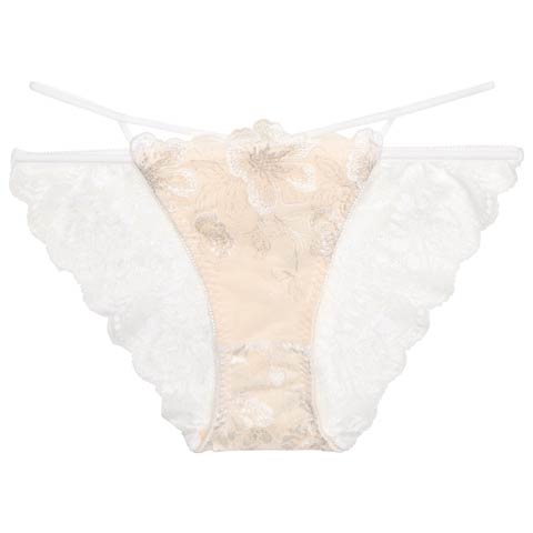 9/10新作!【Reinest】グリッターリュクスフラワーバック透け選べるショーツ[おそろいショーツ](オフホワイト/フルバック-M)