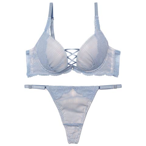 9/1新作!【Tバック】【Reinest】【永尾まりや着用】メロウプリーツレースアップブラジャー&バック透けTバックショーツ[推し](ブルーグレー-A65/ショーツM)