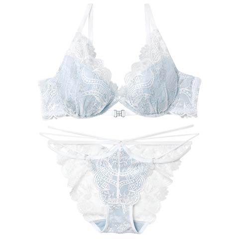 12/1新作!【永尾まりや着用】【Reinest】エレガントジュエルレースブラジャー&バック透けフルバックショーツ[推し](ホワイト-A65/ショーツM)