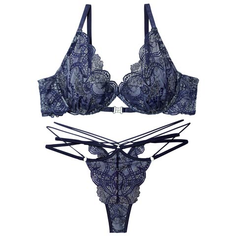 12/1新作!【Tバック】【永尾まりや着用】【Reinest】エレガントジュエルレースブラジャー&バック透けTバックショーツ[推し](ネイビー-A65/ショーツM)