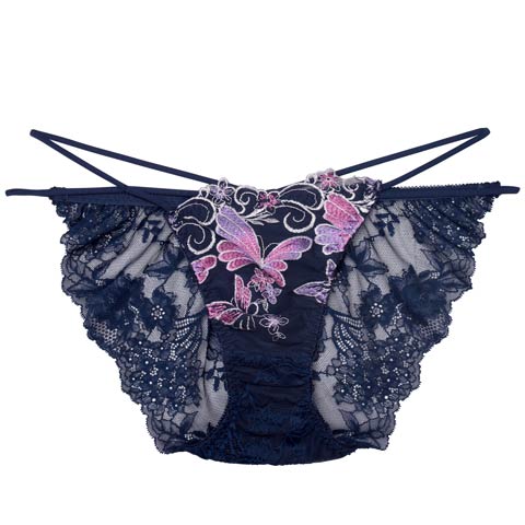 7/14新作!【Reinest】エレガンスパピヨンフルールバック透け選べるショーツ[おそろいショーツ](ネイビー/フルバック-M)
