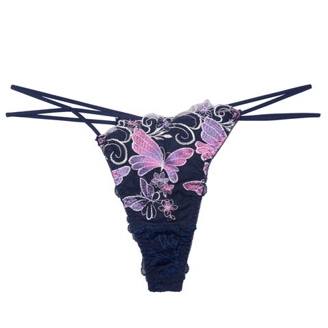 7/14新作!【Reinest】エレガンスパピヨンフルールバック透け選べるショーツ[おそろいショーツ](ネイビー/Ｔバック-M)