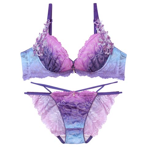 9/5新作!【Reinest】【永尾まりや着用】ブライトマーメイドフラワーブラジャー&バック透けフルバックショーツ[推し](トワイライト-A65/ショーツM)