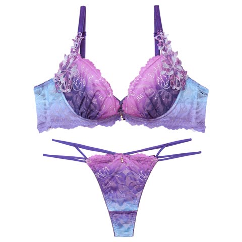 9/5新作!【Tバック】【Reinest】【永尾まりや着用】ブライトマーメイドフラワーブラジャー&バック透けTバックショーツ[推し](トワイライト-A65/ショーツM)