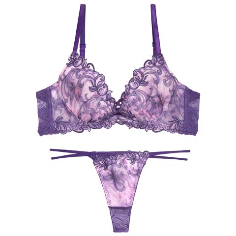 9/26新作!【Tバック】【永尾まりや着用】【Reinest】ジュエルアイビーフローラルブラジャー&バック透けTバックショーツ[推し](バイオレット-A65/ショーツM)