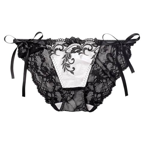 11/14新作!【Reinest】【永尾まりや着用】バロックリーフエンブロイダリーバック透け選べるショーツ[おそろいショーツ](ブラック/フルバック-M)