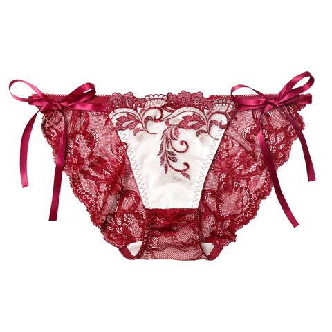 11/14新作!【Reinest】【永尾まりや着用】バロックリーフエンブロイダリーバック透け選べるショーツ[おそろいショーツ](ボルドー/フルバック-M)