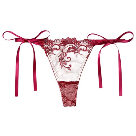 11/14新作!【Reinest】【永尾まりや着用】バロックリーフエンブロイダリーバック透け選べるショーツ[おそろいショーツ](ボルドー/Tバック-M)