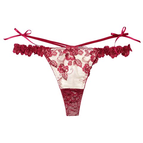 2/18新作!【Reinest】ラディアントブロッサムバック透け選べるショーツ[おそろいショーツ](ボルドー/Ｔバック-M)