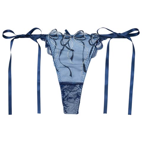 2/25新作!【Reinest】メロウリボンレースサイド紐バック透け選べるショーツ[おそろいショーツ](ネイビー/Ｔバック-M)