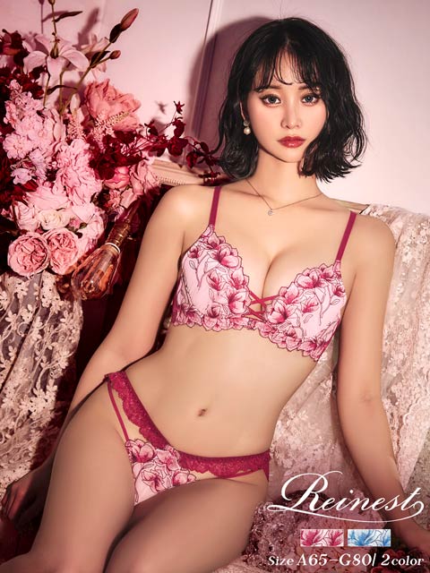 10/30再販!【Reinest】【永尾まりや着用】ラグジュアリーブライトペタルブラジャー&バック透けフルバックショーツ [推し]