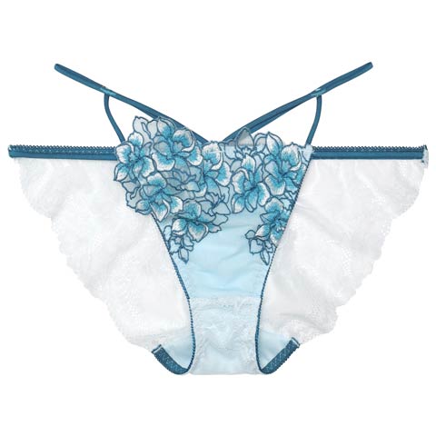 【Reinest】シャインブロッサムストリングバック透け選べるショーツ[おそろいショーツ](ブルー/フルバック-M)