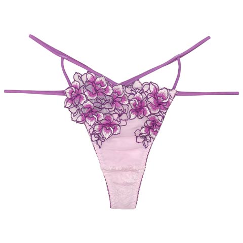 【Reinest】シャインブロッサムストリングバック透け選べるショーツ[おそろいショーツ](パープル/Tバック-M)