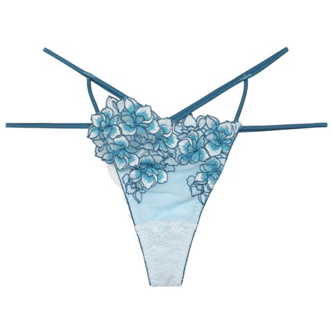 【Reinest】シャインブロッサムストリングバック透け選べるショーツ[おそろいショーツ](ブルー/Tバック-M)