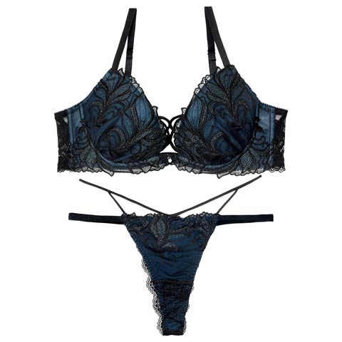 7/23新作!【Tバック】【Reinest】【永尾まりや着用】シャイニーフェザーリーフブラジャー&バック透けTバックショーツ[推し](ブラック-A65/ショーツM)