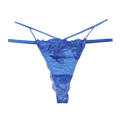 7/23新作!【Reinest】シャイニーフェザーリーフバック透け選べるショーツ[おそろいショーツ](ブルー/Ｔバック-M)