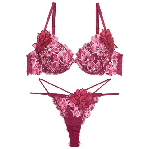 11/13再販!【Tバック】【Reinest】【永尾まりや着用】グラマラスピオニーコードブラジャー&バック透けTバックショーツ[推し](ピンク-A65/ショーツM)