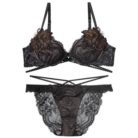 12/10新作!【永尾まりや着用】【Reinest】マジェスティックコードレースブラジャー&バック透けフルバックショーツ[推し](ブラック-A65/ショーツM)