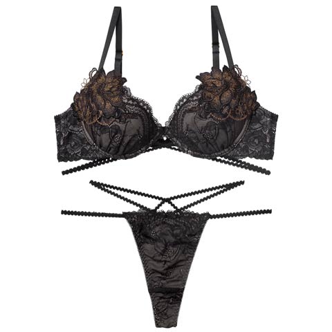 12/10新作!【Tバック】【永尾まりや着用】【Reinest】マジェスティックコードレースブラジャー&バック透けTバックショーツ[推し](ブラック-A65/ショーツM)