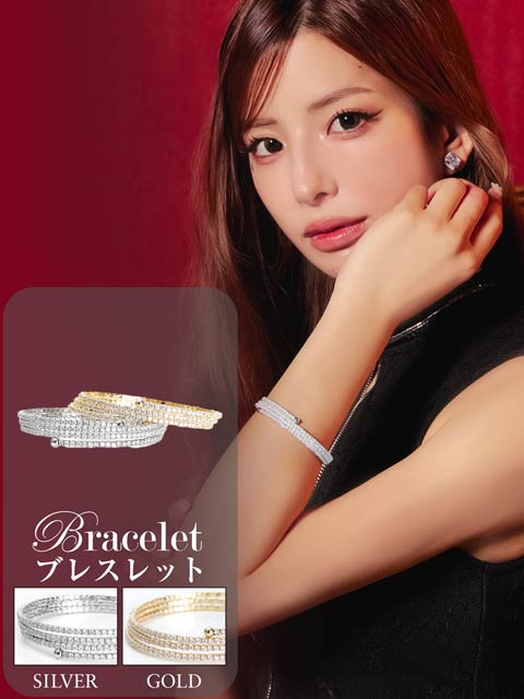 10/15新作!エレガント3連ラインストーンブレスレット[店内アクセ]