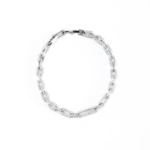 10/24新作!シャイニースクエアチェーンブレスレット[店内アクセ](シルバー-フリーサイズ)