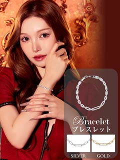 10/24新作!シャイニースクエアチェーンブレスレット[店内アクセ]