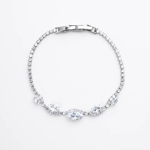 3/30新作!ラグジュアリーストーンビジューブレスレット[点内アクセ](シルバー-フリーサイズ)