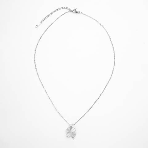 2/27新作!クローバーモチーフシルバービジューネックレス[店内アクセ](シルバー-フリーサイズ)