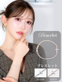 2/25新作!クロスビジューストーンブレスレット[店内アクセ]
